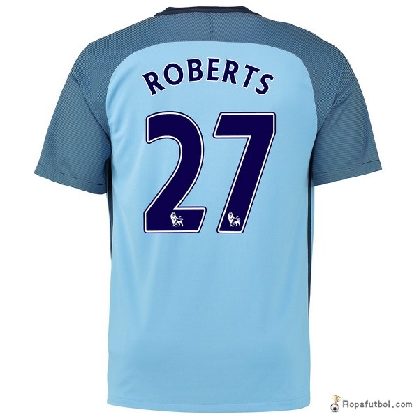 Camiseta Manchester City Replica Primera Ropa Roberts 2016/17 Azul